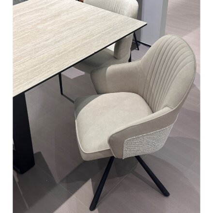 Стул RIKARD 360 град. кремовый RIELY-111 /PRESENT-120, шенилл - велюр / латте каркас, ®DISAUR 