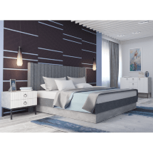 Кровать Tulip 160х200 с ПМ метрополитан грей / белая матовая
