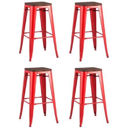 Стул барный TOLIX WOOD красный глянцевый 4 шт 