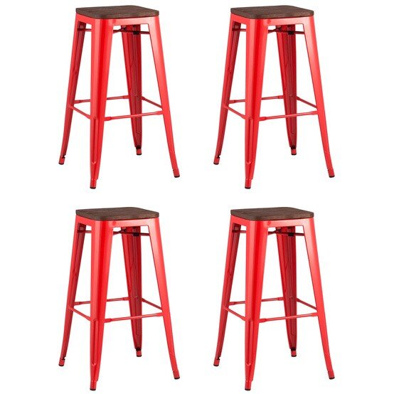 Стул барный TOLIX WOOD красный глянцевый 4 шт Стул барный TOLIX WOOD красный глянцевый 4 шт