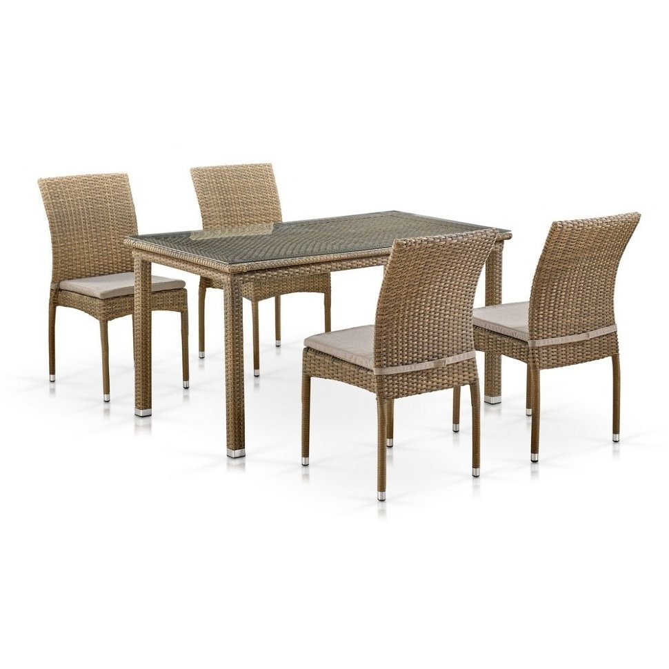 Комплект плетеной мебели T256B/Y380B-W65 Light Brown (4+1) Комплект плетеной мебели T256B/Y380B-W65 Light Brown (4+1)