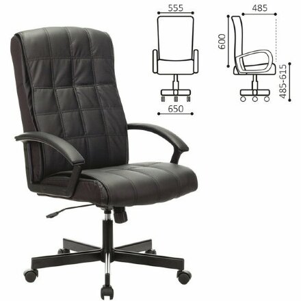 Кресло офисное BRABIX &quot;Quadro EX-524&quot;, компактная упаковка, экокожа, черное, 532104 Черный