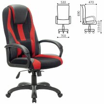 Кресло компьютерное BRABIX PREMIUM &quot;Rapid GM-102&quot;, НАГРУЗКА 180 кг, экокожа/ткань, черное/красное, 532107