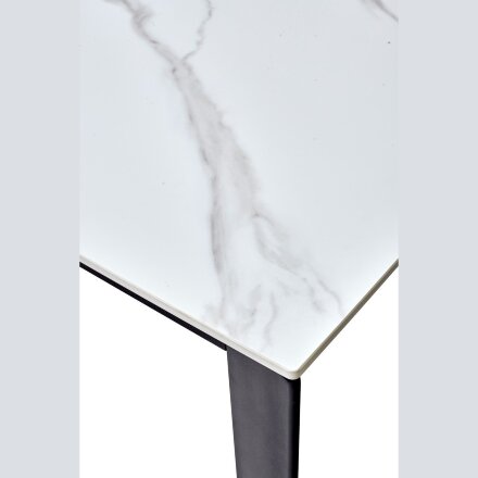 Стол CORNER 120 MATT WHITE MARBLE SOLID CERAMIC / BLACK, ®DISAUR 