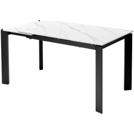 Стол CORNER 120 MATT WHITE MARBLE SOLID CERAMIC / BLACK, ®DISAUR 
