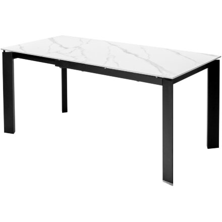 Стол CORNER 120 MATT WHITE MARBLE SOLID CERAMIC / BLACK, ®DISAUR 