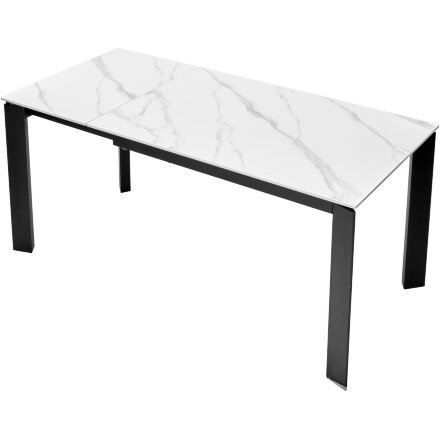 Стол CORNER 120 MATT WHITE MARBLE SOLID CERAMIC / BLACK, ®DISAUR 