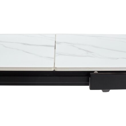 Стол CORNER 120 MATT WHITE MARBLE SOLID CERAMIC / BLACK, ®DISAUR 