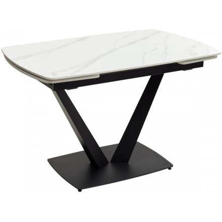 Керамический стол Alarti matt white marble sintered stone / black 