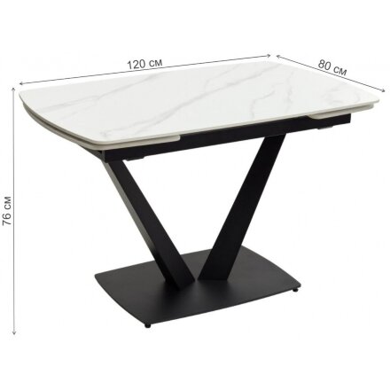 Керамический стол Alarti matt white marble sintered stone / black 