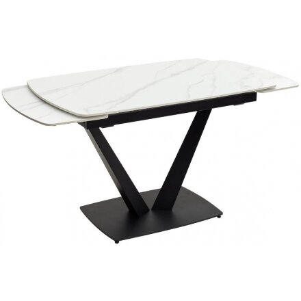 Керамический стол Alarti matt white marble sintered stone / black 