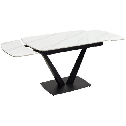 Керамический стол Alarti matt white marble sintered stone / black 
