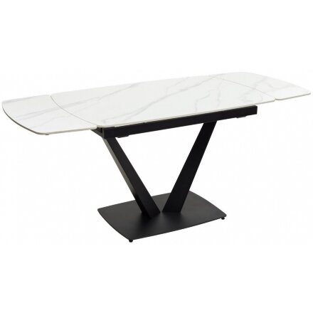 Керамический стол Alarti matt white marble sintered stone / black 