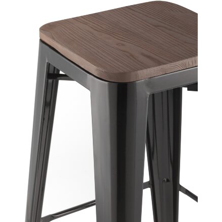 Стул барный TOLIX WOOD черный глянцевый 2 шт 