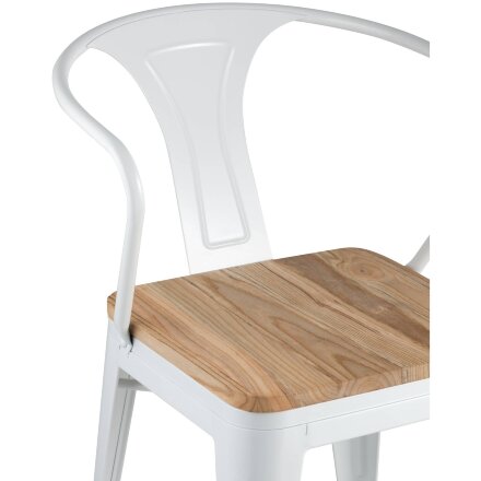 Стул TOLIX ARM WOOD с подлокотниками белый 
