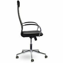 Кресло офисное BRABIX &quot;Pilot EX-610 CH&quot; premium, хром, кожзам, черное, 532418