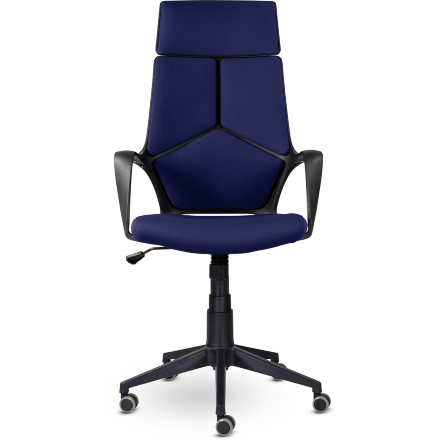 Кресло офисное / IQ  / (black plastic blue) черный пластик / синяя ткань 