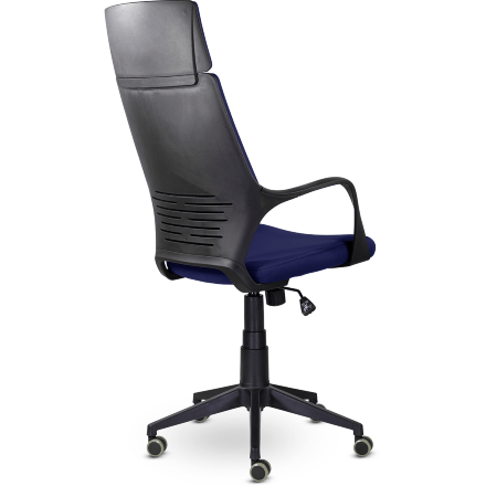 Кресло офисное / IQ  / (black plastic blue) черный пластик / синяя ткань 