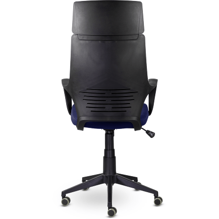 Кресло офисное / IQ  / (black plastic blue) черный пластик / синяя ткань 