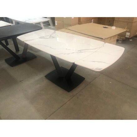 Стол ALATRI 120 GLOSS STATUARIO WHITE SINTERED STONE / BLACK М-City 
