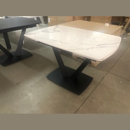 Стол ALATRI 120 GLOSS STATUARIO WHITE SINTERED STONE / BLACK М-City 