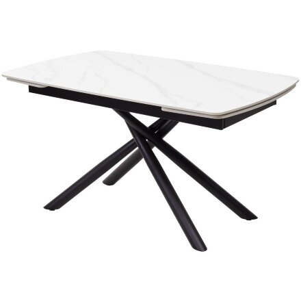 Стол RIVOLI 140 MATT WHITE MARBLE SOLID CERAMIC / BLACK, ®DISAUR 