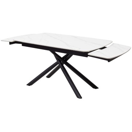 Стол RIVOLI 140 MATT WHITE MARBLE SOLID CERAMIC / BLACK, ®DISAUR 