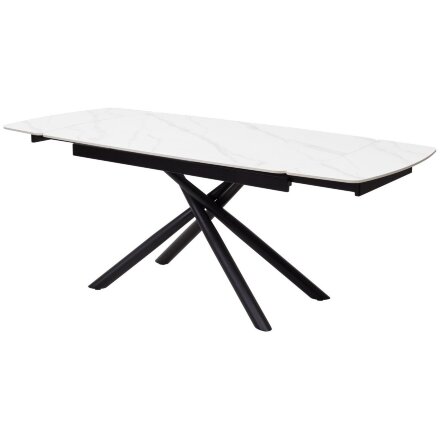 Стол RIVOLI 140 MATT WHITE MARBLE SOLID CERAMIC / BLACK, ®DISAUR 