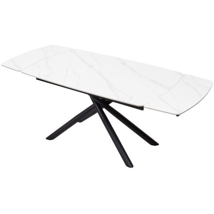 Стол RIVOLI 140 MATT WHITE MARBLE SOLID CERAMIC / BLACK, ®DISAUR 