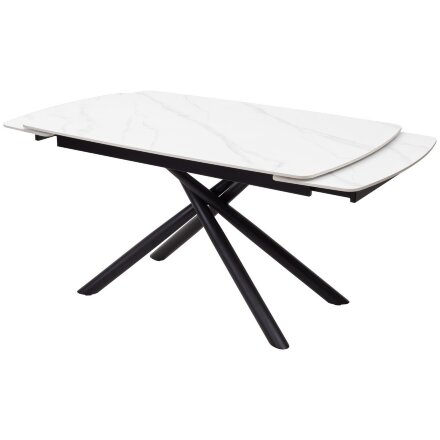 Стол RIVOLI 140 MATT WHITE MARBLE SOLID CERAMIC / BLACK, ®DISAUR 