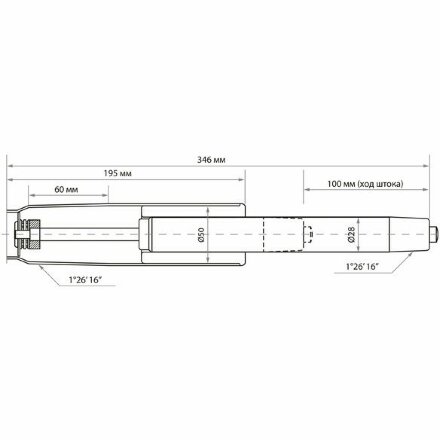 Газ-лифт BRABIX A-100 короткий, ХРОМ, длина в открытом виде 346 мм, d50 мм, класс 2, 532004 