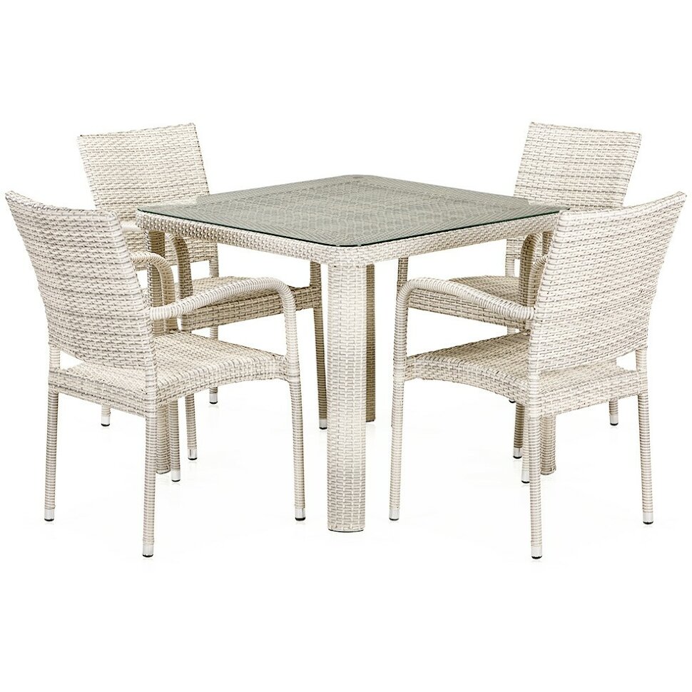Комплект плетеной мебели T341A/Y376A-W85-90x90 4Pcs Latte Комплект плетеной мебели T341A/Y376A-W85-90x90 4Pcs Latte