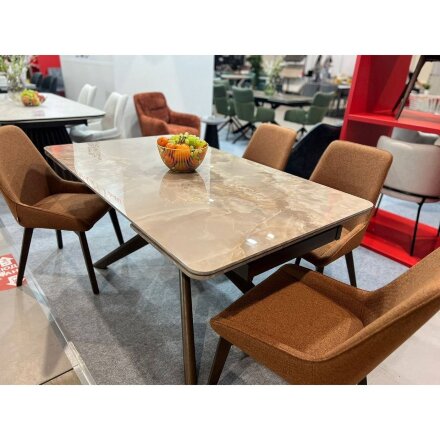 Стол EDER 160 GLOSS AMBER JADE SOLID CERAMIC / Орех, ®DISAUR 