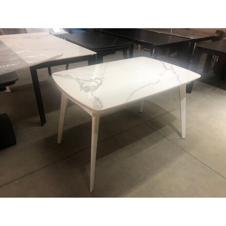 Стол ELIOT 120 GLOSS STATUARIO WHITE SOLID CERAMIC / WHITE, ®DISAUR 