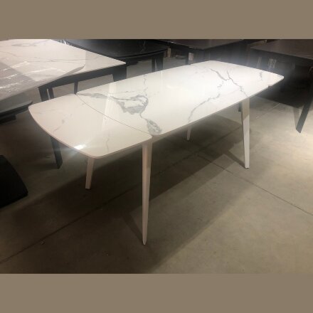 Стол ELIOT 120 GLOSS STATUARIO WHITE SOLID CERAMIC / WHITE, ®DISAUR 