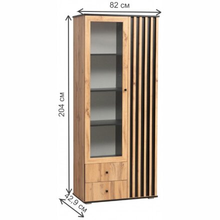 Шкаф Либерти 51.02 дуб вотан / черный / профиль Masa Decor дуб вотан 