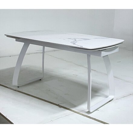 Стол LUGO 140 GLOSS STATUARIO WHITE SINTERED STONE/ WHITE М-City 
