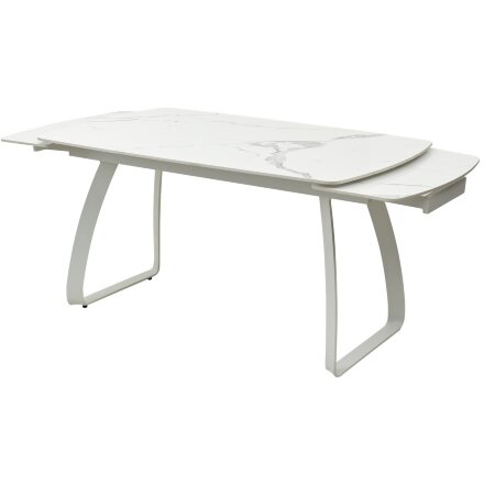 Стол LUGO 140 GLOSS STATUARIO WHITE SINTERED STONE/ WHITE М-City 