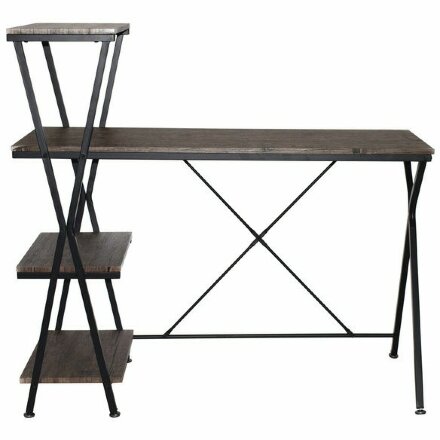 Стол на металлокаркасе BRABIX &quot;LOFT CD-004&quot;, 1200х535х1110 мм, 3 полки, цвет морёный дуб, 641218 