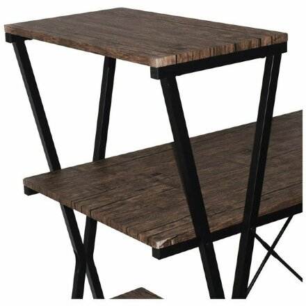Стол на металлокаркасе BRABIX &quot;LOFT CD-004&quot;, 1200х535х1110 мм, 3 полки, цвет морёный дуб, 641218 