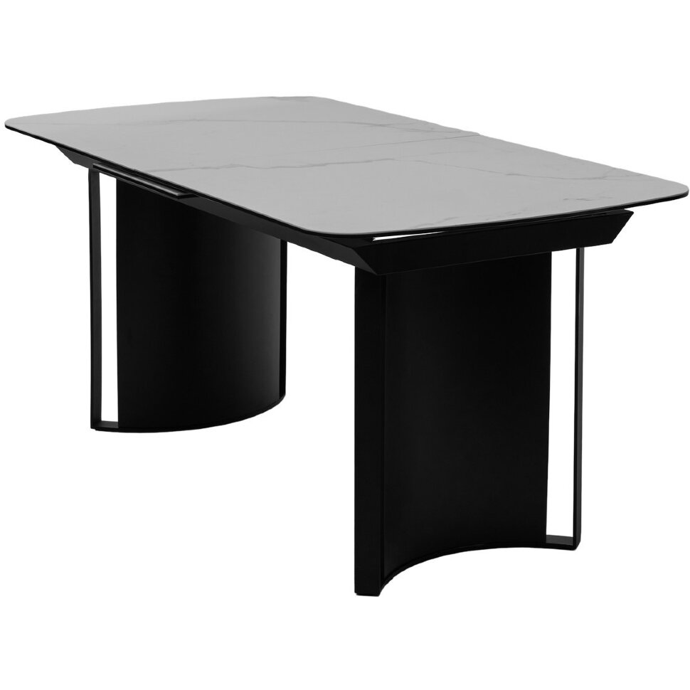 Стол RASMUS 160 TL-45 Белый мрамор, испанская керамика / черный каркас, ®DISAUR Стол RASMUS 160 TL-45 Белый мрамор, испанская керамика / черный каркас, ®DISAUR