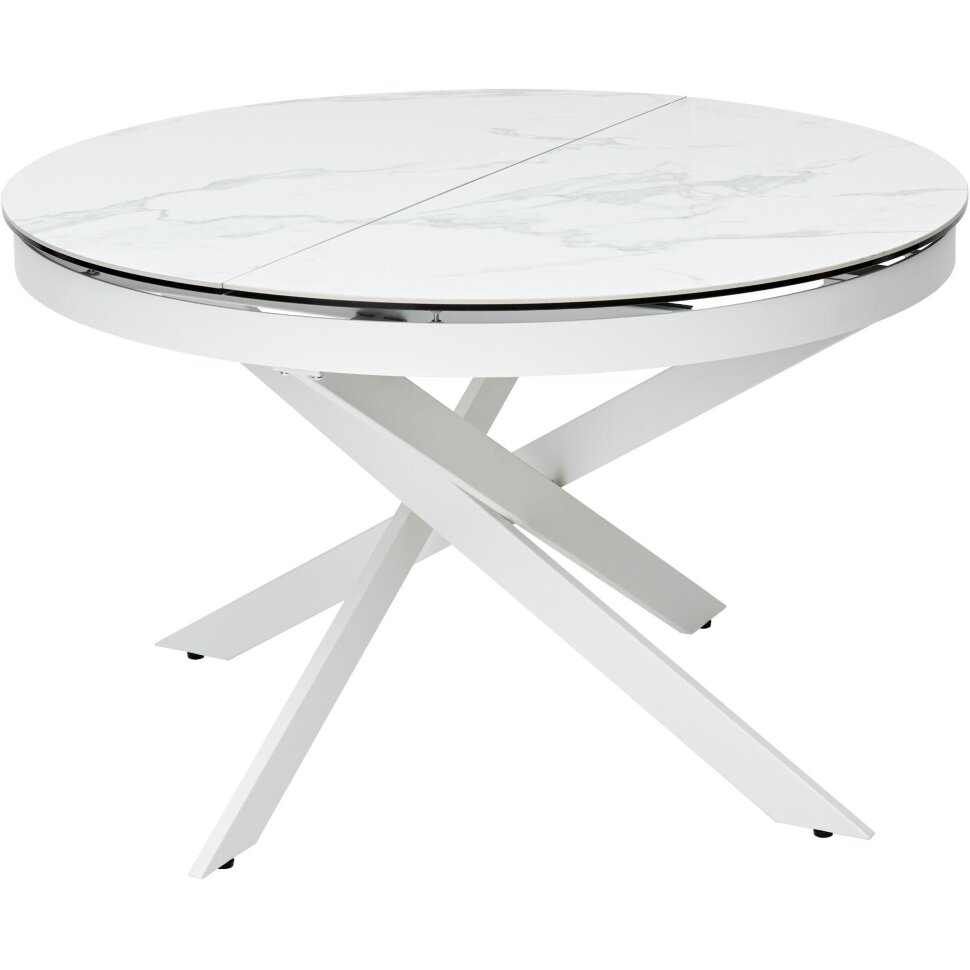 Стол TRENTO 120 HIGH GLOSS STATUARIO Белый мрамор глянцевый, керамика/ белый каркас, ®DISAUR Стол TRENTO 120 HIGH GLOSS STATUARIO Белый мрамор глянцевый, керамика/ белый каркас, ®DISAUR