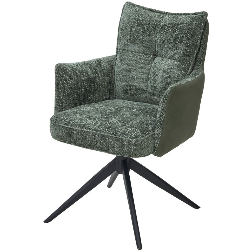 Стул JOSEF 360 град. поворот. HAGA-74 Зеленый, ткань / HJ002-18 Зеленый, PU / черный каркас, ®DISAUR Стул JOSEF 360 град. поворот. HAGA-74 Зеленый, ткань / HJ002-18 Зеленый, PU / черный каркас, ®DISAUR
