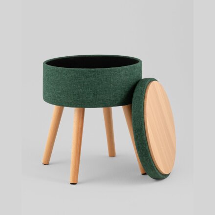 Пуф с ящиком Store Woody рогожка темно-зелёная 
