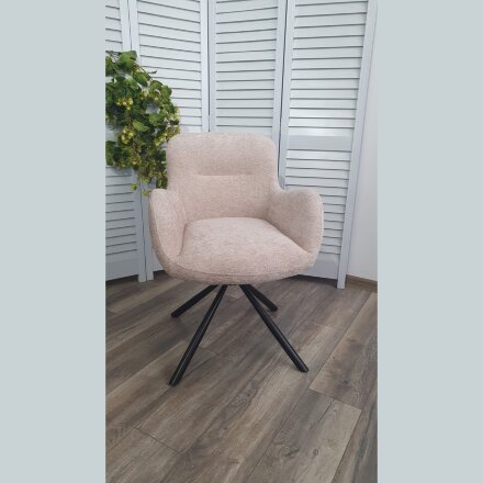Стул KAROL 180 град. поворот. 3018-10 бежевый, шенилл/ черный каркас, ®DISAUR 