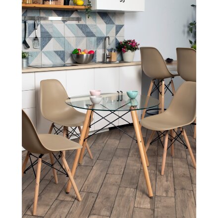Стол Eames DSW D80 стеклянный 