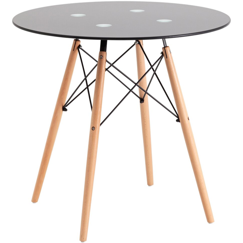 Стол круглый EAMES DSW NEW D=80 стеклянный черный Стол круглый EAMES DSW NEW D=80 стеклянный черный
