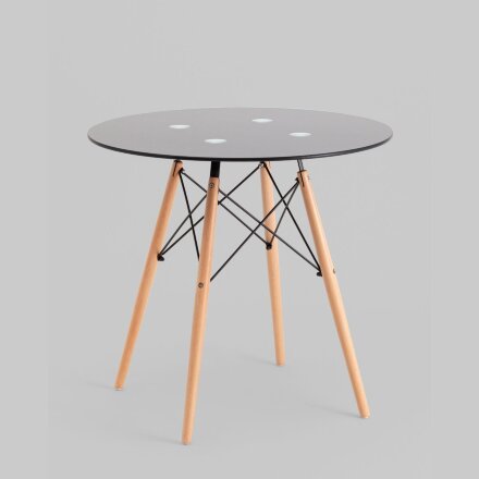 Стол круглый EAMES DSW NEW D=80 стеклянный черный 