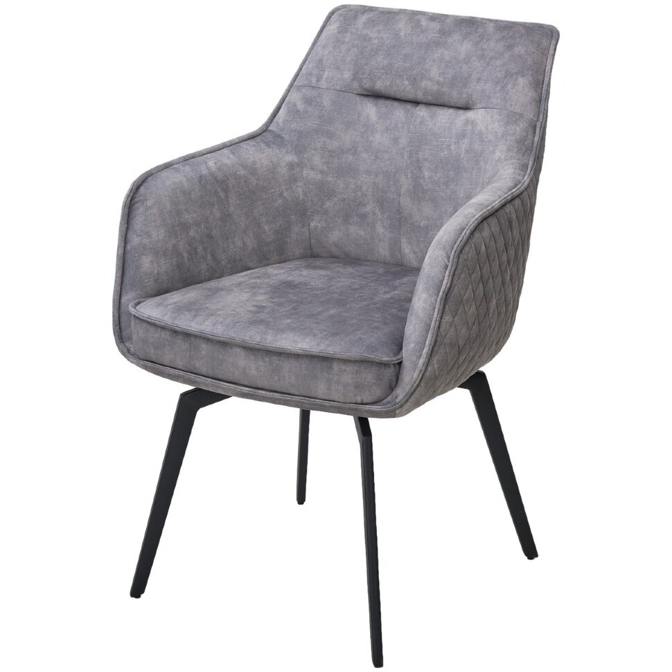 Стул RENLY 180 град. поворот. 7525-180 Серый, велюр / Черный, ®DISAUR Стул RENLY 180 град. поворот. 7525-180 Серый, велюр / Черный, ®DISAUR