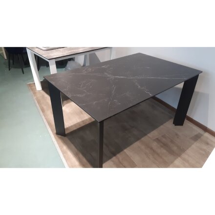 Стол DF201T matte black marble/black 1400(+600)*900  ЭКСКЛЮЗИВ (Образец из салона) 